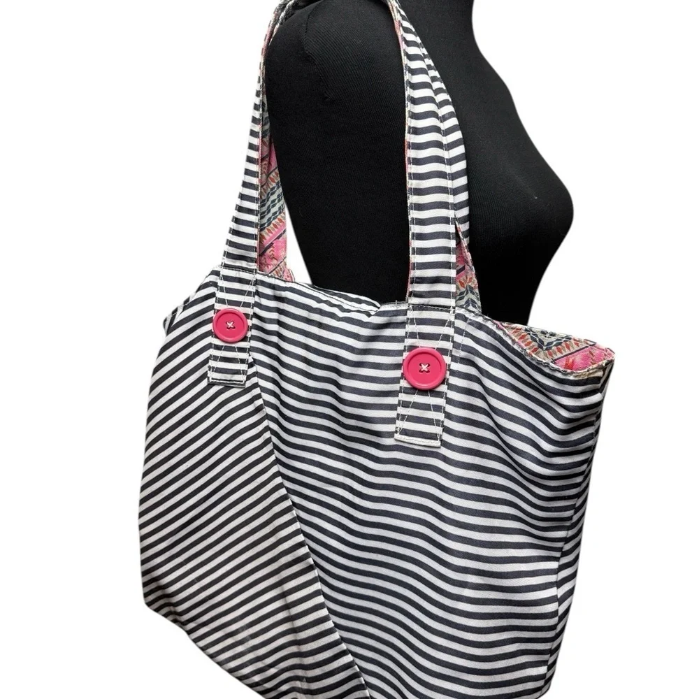 Reversible Large Beach Shopping Tote Shoulder Bag Nautical Boat Market Cotton